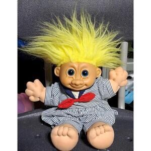Vintage Russ TROLL KIDZ kids 12" Soft Doll Vinyl Face Striped Skippy Sailor